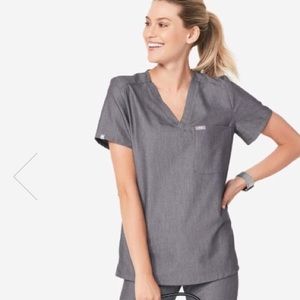 Figs XS graphite Catarina one pocket scrub top